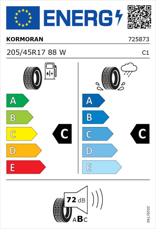 Tyre Label for Kormoran Ultra High Performance 205/45R17 88W