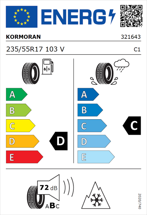 Tyre Label for Kormoran Snow 235/55R17 103V